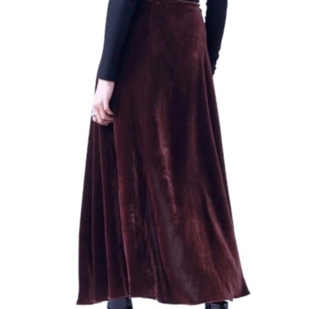 Eileen Fisher Wrap Velvet Maxi Skirt in Burgundy Sz S